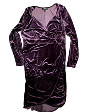 Forever 21 Dress Womens 1X Velvet Sheath Bodycon V Stretch Purple XL sexy witchy