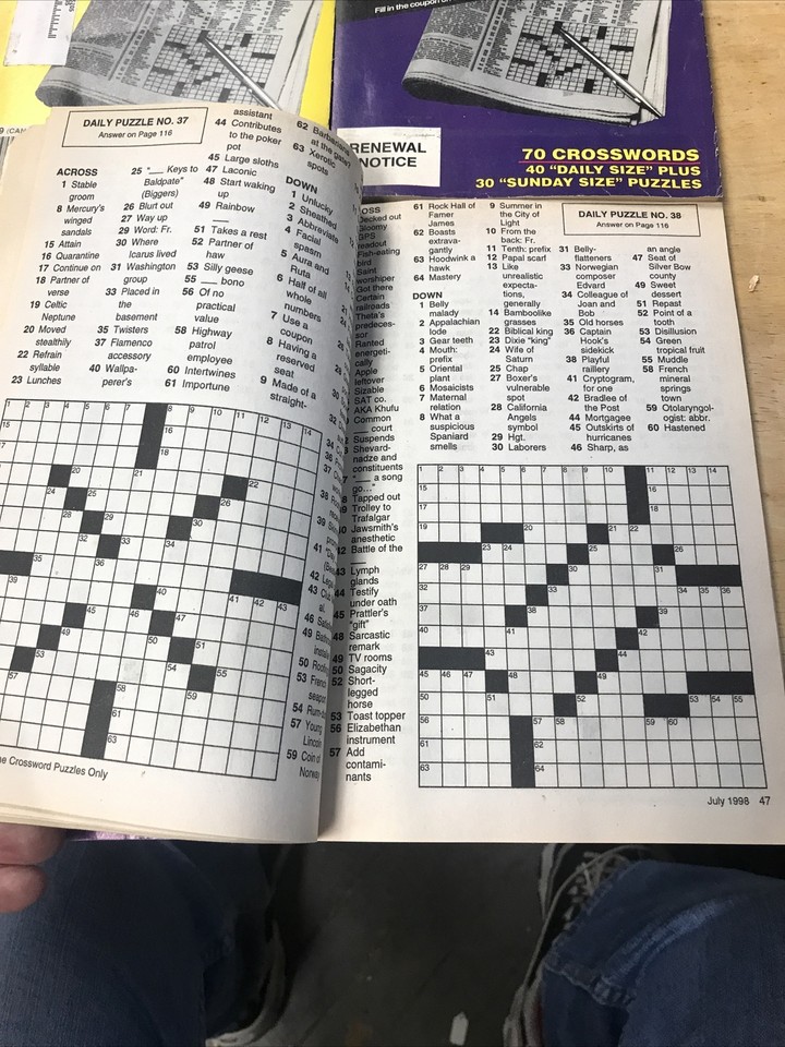 Herald Tribune "Crossword Puzzles Only" Paperback Books 1998 Lot of 4