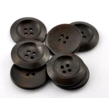 Dark Brown Coffee Wooden Buttons - Brown Finish 25mm (approx. 1 Inch)  - 4 Hole