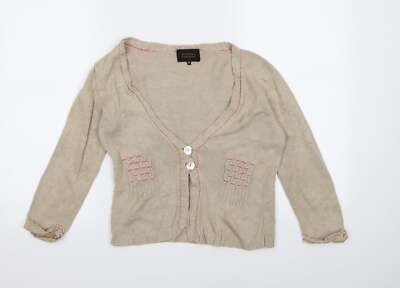 Quinton & Chadwick Damen-Cardigan brauner Schaufelausschnitt Acryl Größe S