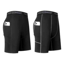 Men's Compression Shorts With Pocket - Quick Dry Breathable Stretchy Base Layers