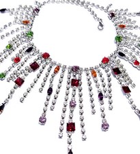 Rhinestone Choker Necklace Multi Color Crystals