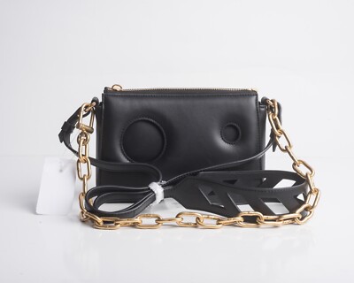 Off-White Virgil Abloh Womens Black Burrow Purse Bag Pouch Gold