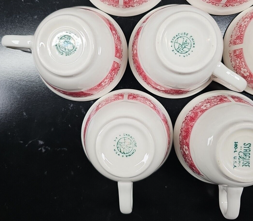 7 Syracuse China Strawberry Hill Pink Cup Saucer Set Vintage Restuarant Ware Lot - Picture 15 of 24