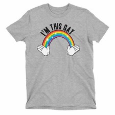 IM THIS GAY Mens Quality T-Shirt Rainbow Clouds Hands LGBT Mardi Gras Eco