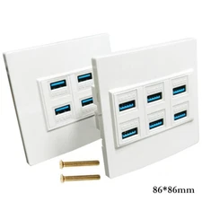 USB 3.0 Female 4 6 Ports Wall Plate Data Charger Outlet Mount Socket Face Panel
