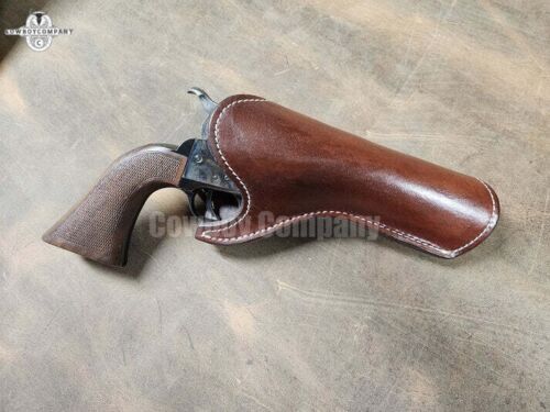 Western Leather Holster Gun Belt 44 / 45 Brown Hand Made Cowboy Revolver Pistol - Picture 8 of 14