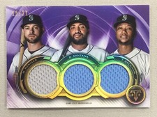2019 Topps Triple Threads Relic Combo Purple /27 Haniger, Santana, Beckham