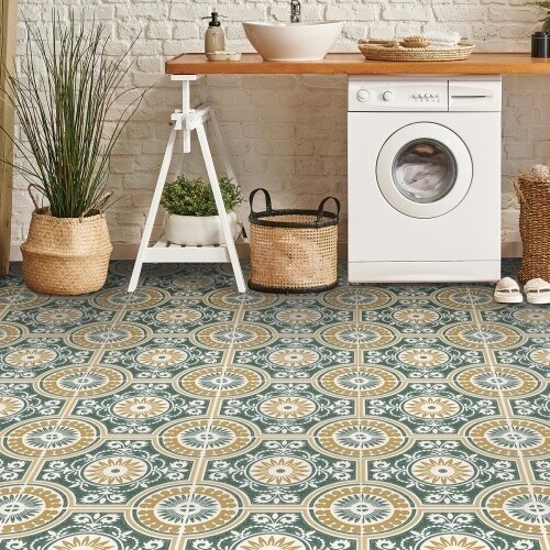 30.48cm x 30.48cm floor pops EZRA YELLOW selfadhesive vinyl floor