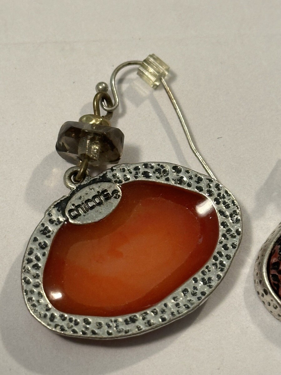 ピアス Chiko VTG CHICO'S SILVER AND RED KOA NUT 1 1/4”DROP PIERCED EARRINGS