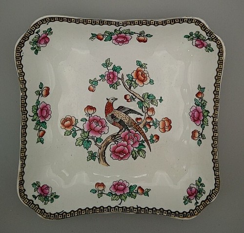 Antiguo cuenco de faisán inglés Whieldon Winkle 23 cm de ancho siglo XX británico década de 1910 - Imagen 2 de 8