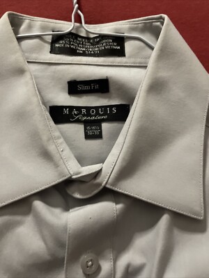 Marquis Signature Mens Slim Fit Dress Shirt Size 15-15 1/2 Light Cool Gray | eBay Marquis Signature Mens Slim Fit Dress Shirt Size 15-15 1/2 Light Cool Gray | eBay