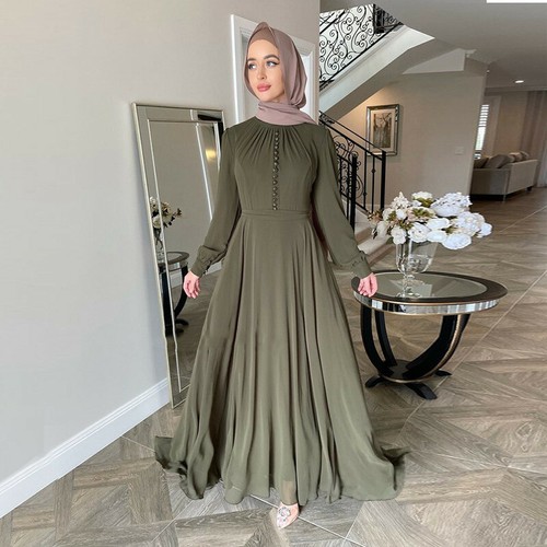 Ramadan Dubai Abaya Muslim Women Long Sleeve Maxi Dress Kaftan Robe Arab Robe - Bild 12 von 53