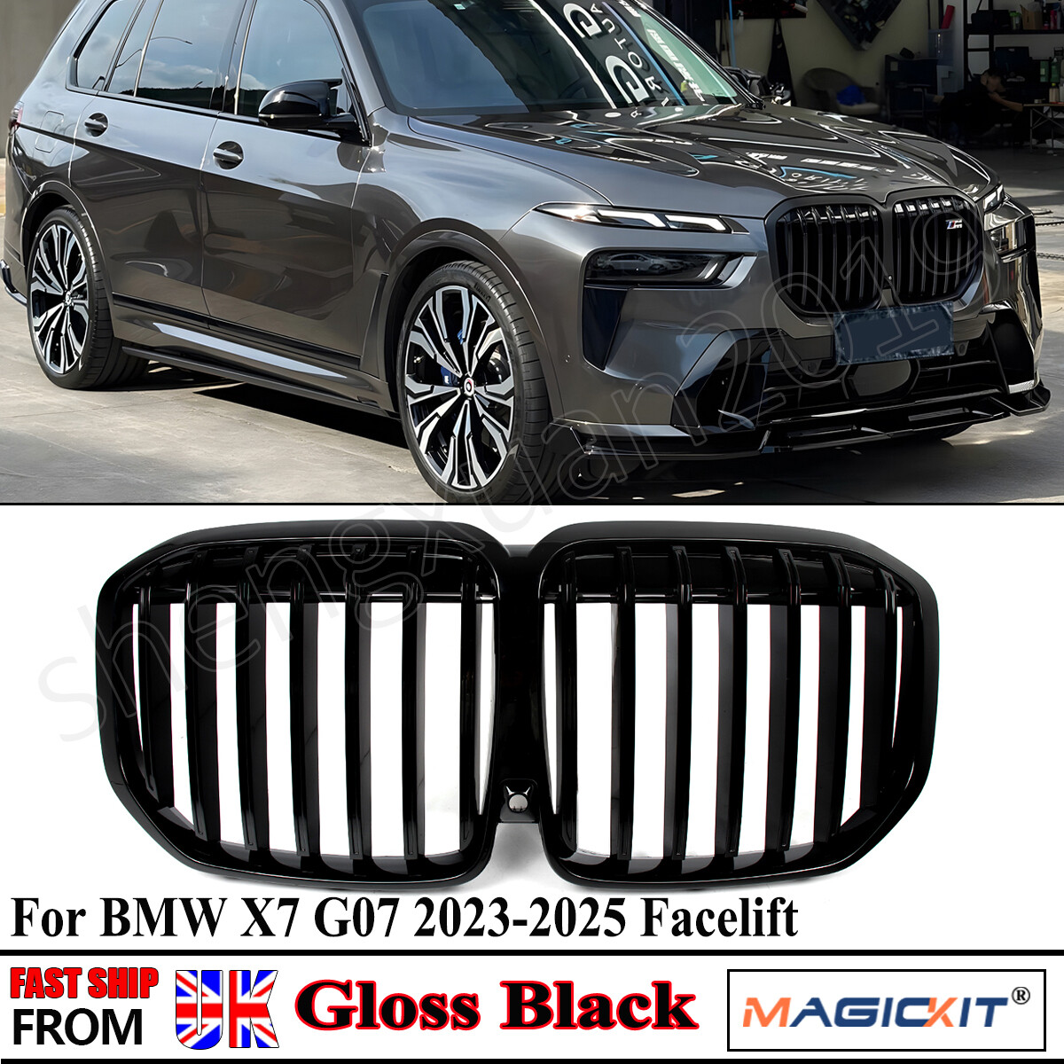 Front Bumper Single Line Kidney Grille With Camera Hole For BMW X7 G07 2023-2025