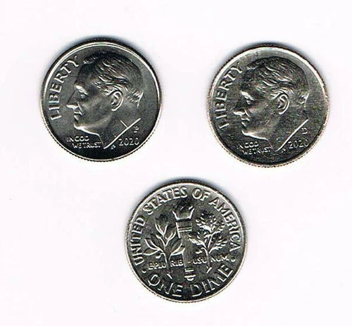 2020 P&D ROOSEVELT DIMES - BRILLIANT UNCIRCULATED FROM BANK ROLLS