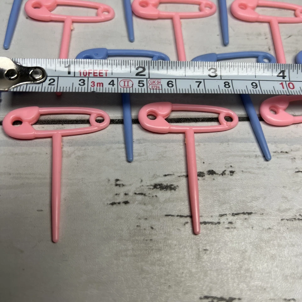 24 prendedores de pañales de seguridad vintage para cupcakes de baby shower revelación de género panadería Foto 4 de 4