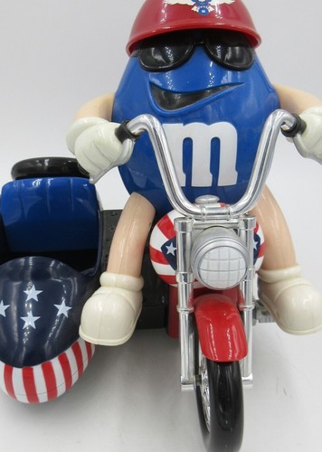 M&M Motorcycle Candy Dispenser Sidecar USA Freedom Rider Red White & Blue  - Picture 1 of 5