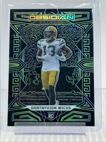 DONTAYVION WICKS 2023 OBSIDIAN NFL FOOTBALL ROOKIE GREEN PACKERS RC /25 Q2277