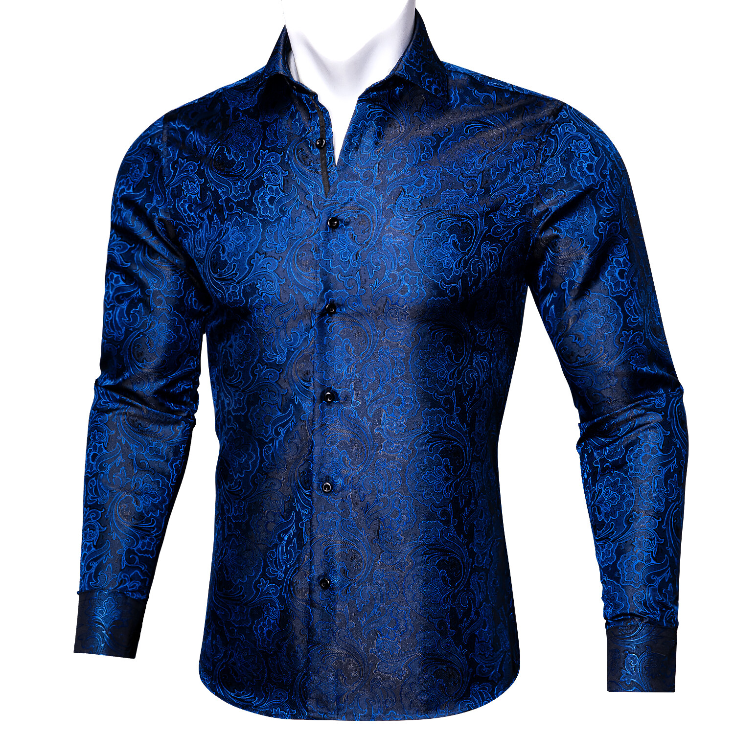 Mens Silk Shirts Long Sleeve Casual Top Button Down Blue Red Regular