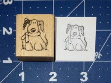 Cartoon Dog With Sock Covered Ears Pet Puppy Animal Wood Mounted Rubber Stamp
