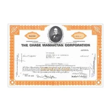 Chase Manhattan Corp. Stock Certificate // 1-99 Shares // Orange // 1960s-70s