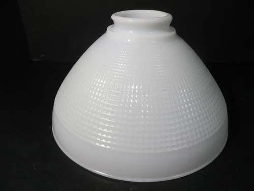 Vtg Corning White Waffle Pattern Milk Glass 10" Lamp Torchiere Shade Diffuser