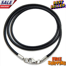 Waterproof Braided Leather Necklace Cord Stainless Steel Clasp 1-3mm