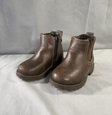 The Children's Place Toddler Boy Size 5 Brown Chelsea Boots Side Zipper