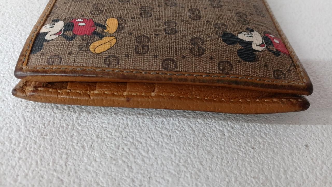 Bifold Wallet Model Brown Mickey Pattern Conditio… - image 11