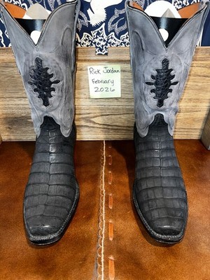 Black Jack Charcoal Gray Sueded Caiman Belly Cowboy Boots in men\'s 11D s-l400.jpg main image 2