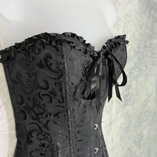 Vrpo Corset Black Brocade Victorian Steampunk Lace Up Boned Corset sz XS Gothic