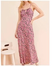 NWT Free people size L Bon voyage midi dress in black combo ties in back boho