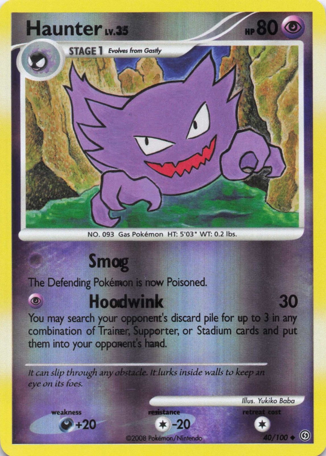 Haunter 40/100 D&P Stormfront Pokemon Card Reverse Holo Foil Rare Near Mint
