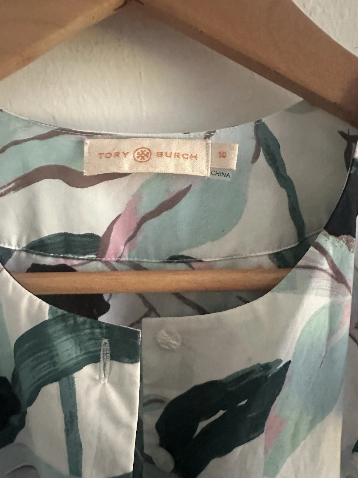 Abito midi Tory Burch floreale stampa fumè avorio deserto taglia M