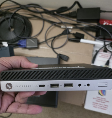 HP EliteDesk Mini PC Desktop, USB-C USB 3.1 DisplayPort VGA RJ-45, Black/Silver