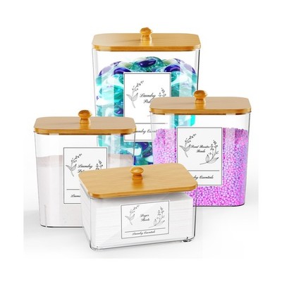 COAZEX 4 Pack Clear Laundry Pods Container & Dryer Sheet Holder... Fast USA SHIP