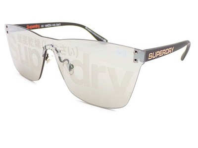 Superdry Electroshock randlose Sonnenbrille schwarz mit silbernen verspiegelten Gläsern 127