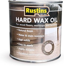 Rustins Hard Wax Oil Clear Satin Finish for Wood Floors Worktops & Furniture 1L