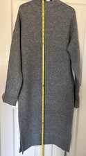 A New Day Gray Knit Sweater Dress XS Mock Neck Belted Midi