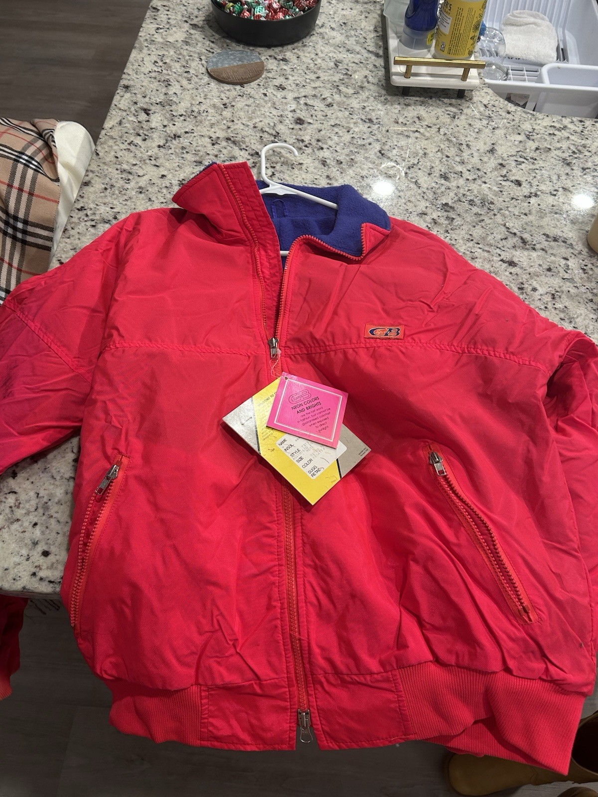 NWT Vintage CB Sports Ski Jacket Men’s Large Retro Red 80s/90s Neon Insulated L