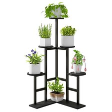 6-Tier Wooden Plant Stand Multi-Tier Flower Shelf – Black 108cm