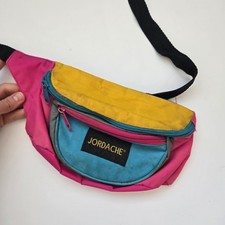 Vintage 90  s Jordache Fanny Pack Belt Bag Colorblock Nylon Waist Retro Vibrant