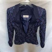 Victor Costa Womens Dressy Jacket Size Medium Purple Sequined Going Out Party