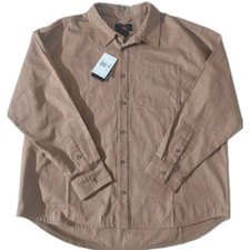 Air Jordan Essentials Button Down Shirt Mens 2XL Brown Long Sleeve FV7446 223