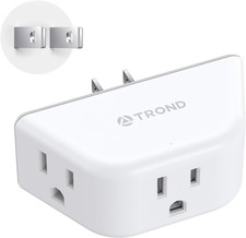 TROND 2 Prong to 3 Prong Outlet Adapter, 3-Way Angled Plug Extender with 3 AC So