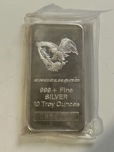 10 TROY OZ ENGELHARD SILVER BAR / 999+ FINE SILVER BAR / #C850221