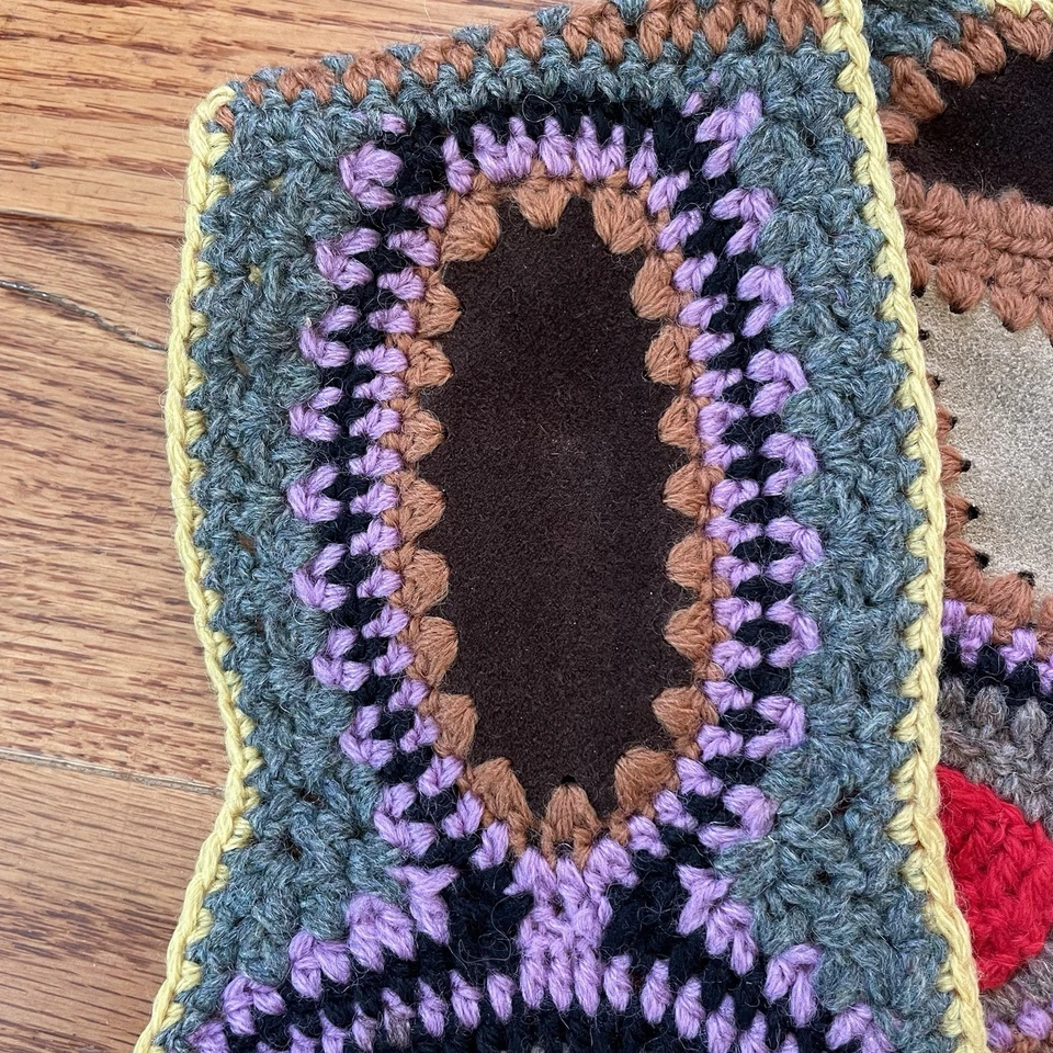 Vintage Halston Garfinckel’s Crochet Multicolor Vest. Size L. Leather & Wool? - Image 3 of 4