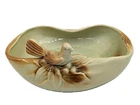Vintage 1950s McCoy Bird Bath Planter Green & Brown Bird & Berries 10x8x4 in.