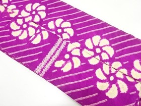 7819081: JAPANESE KIMONO / ANTIQUE SHIBORI DIAGONAL STRIPES / TWISTED FLOWER PA
