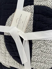 Pottery Barn Circle Patchwork 2 Euro Size Quilted Sham Navy White Geometric NWT